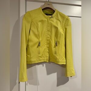Lemon sorbet, Vince Camuto cropped leather jacket size small - RARE